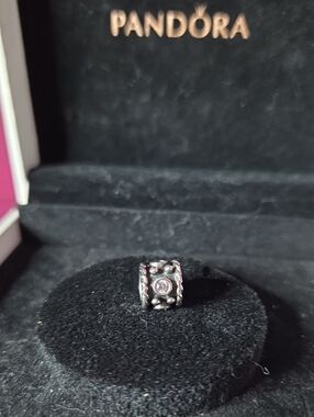Retired Pandora Oxy Crown Oxidized Sterling Silver Charm with Clear Cz 790221CZ